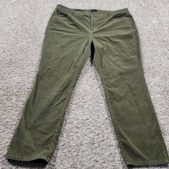 Talbots Pants Womens 22WP Petite Green Corduroy Straight Pants - Picture 1 of 8